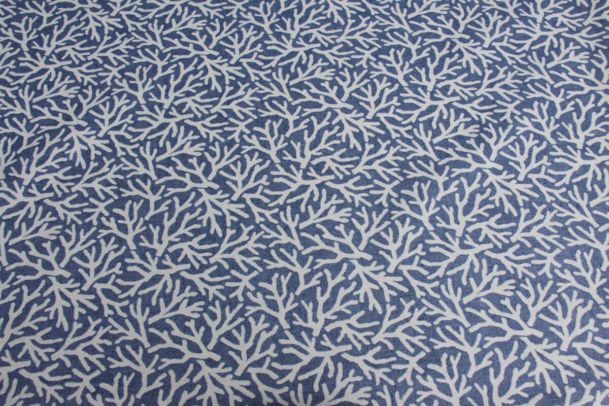 Mantel resinado antimanchas corales fondo azul