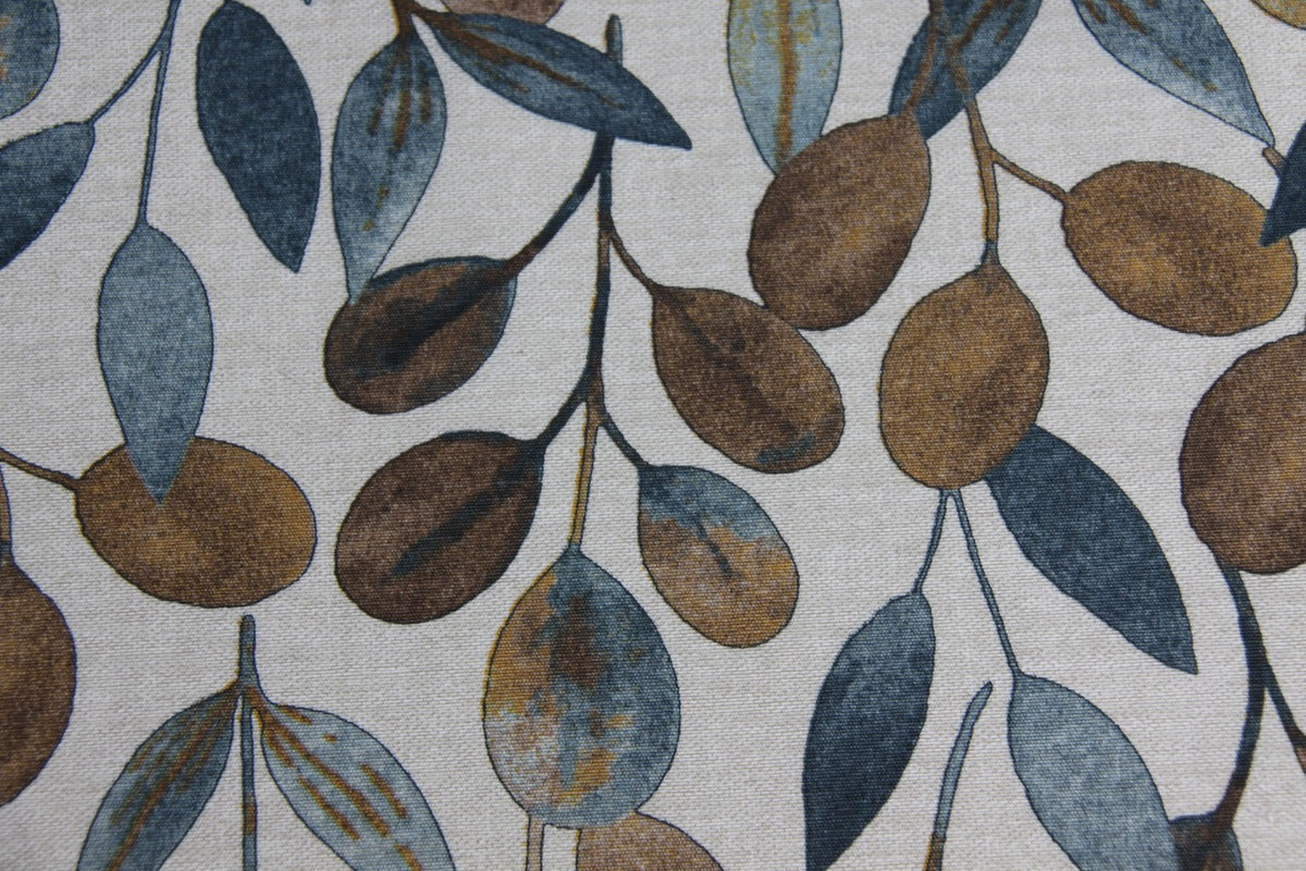 Mantel antimanchas resinado hoja floral azul.