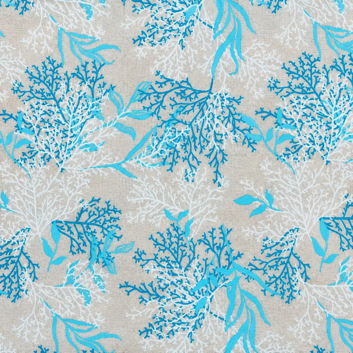 Mantel Antimanchas Corales Marinos Azul Turquesa y Beige Estilo Marinero