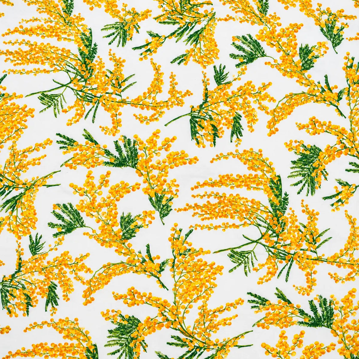 Mantel Antimanchas Estampado Flor de Mimosa Amarillo y Verde
