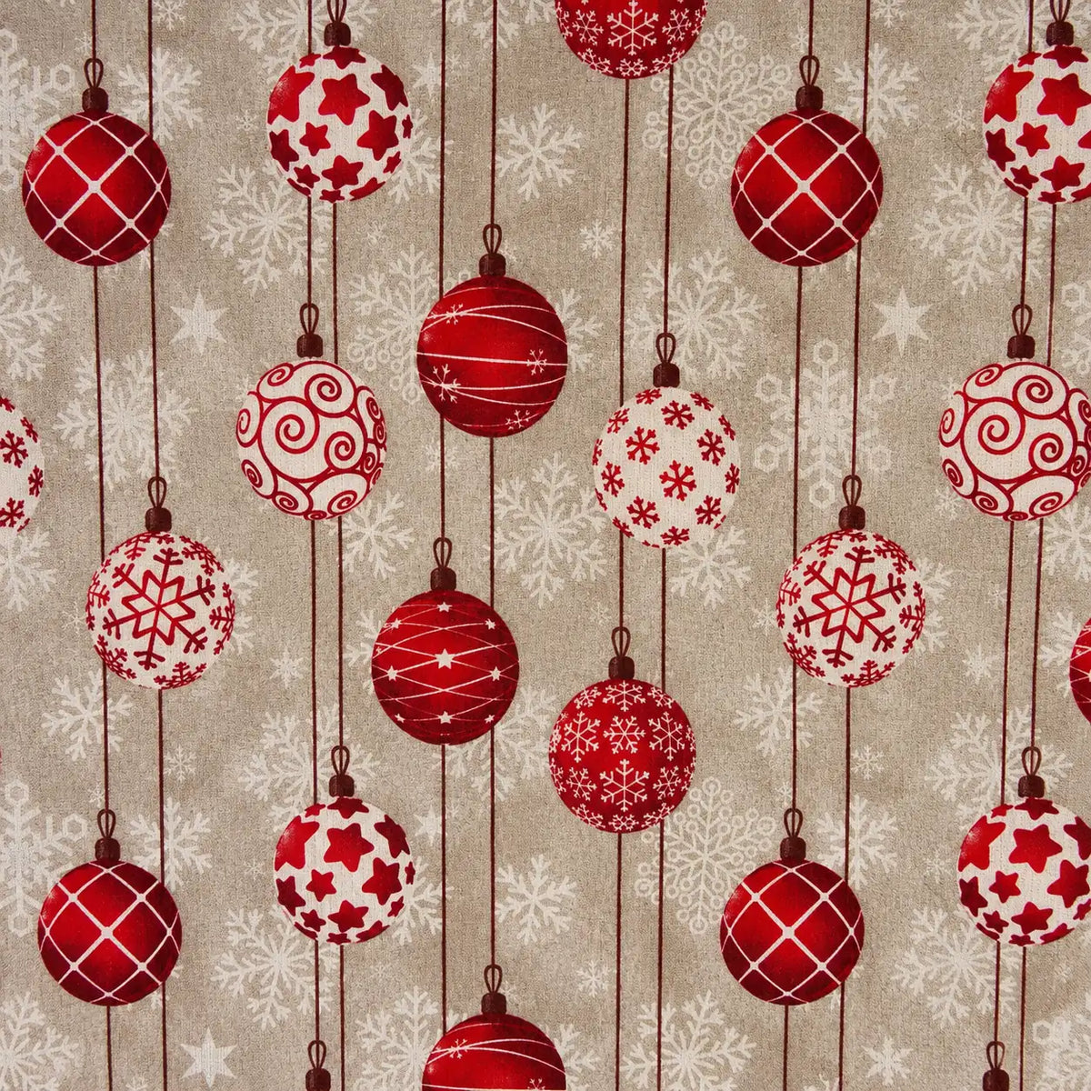 Mantel Antimanchas Navideño Bolas de Navidad, Estilo Festivo Rojas