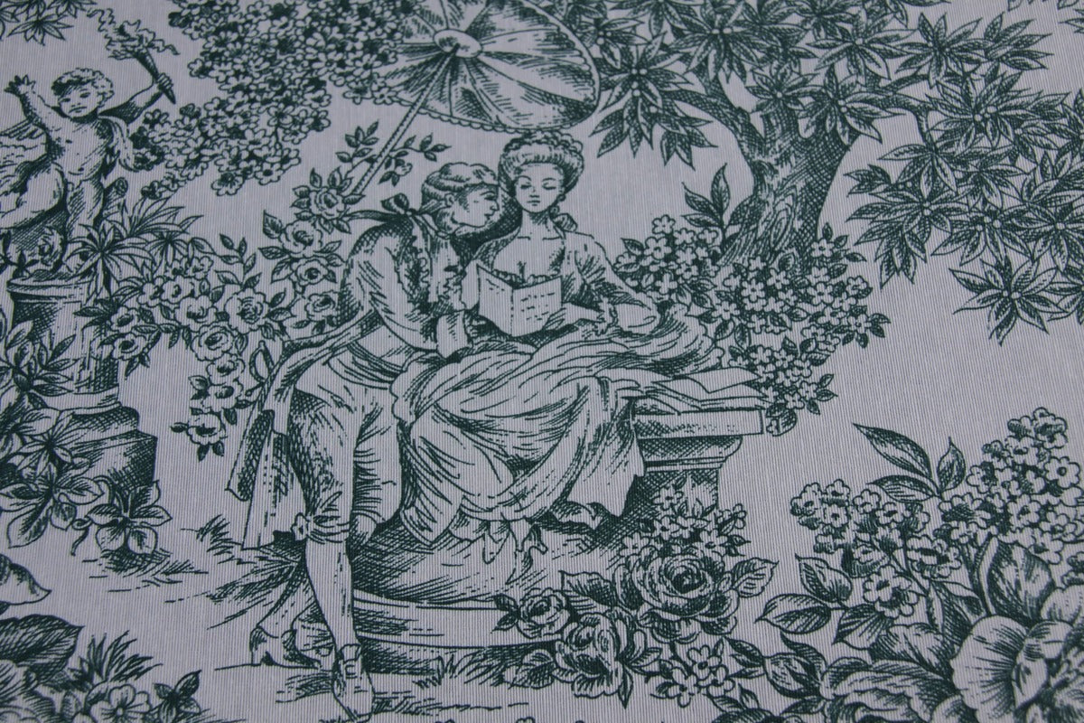 Mantel anti manchas Toile de jouy verde