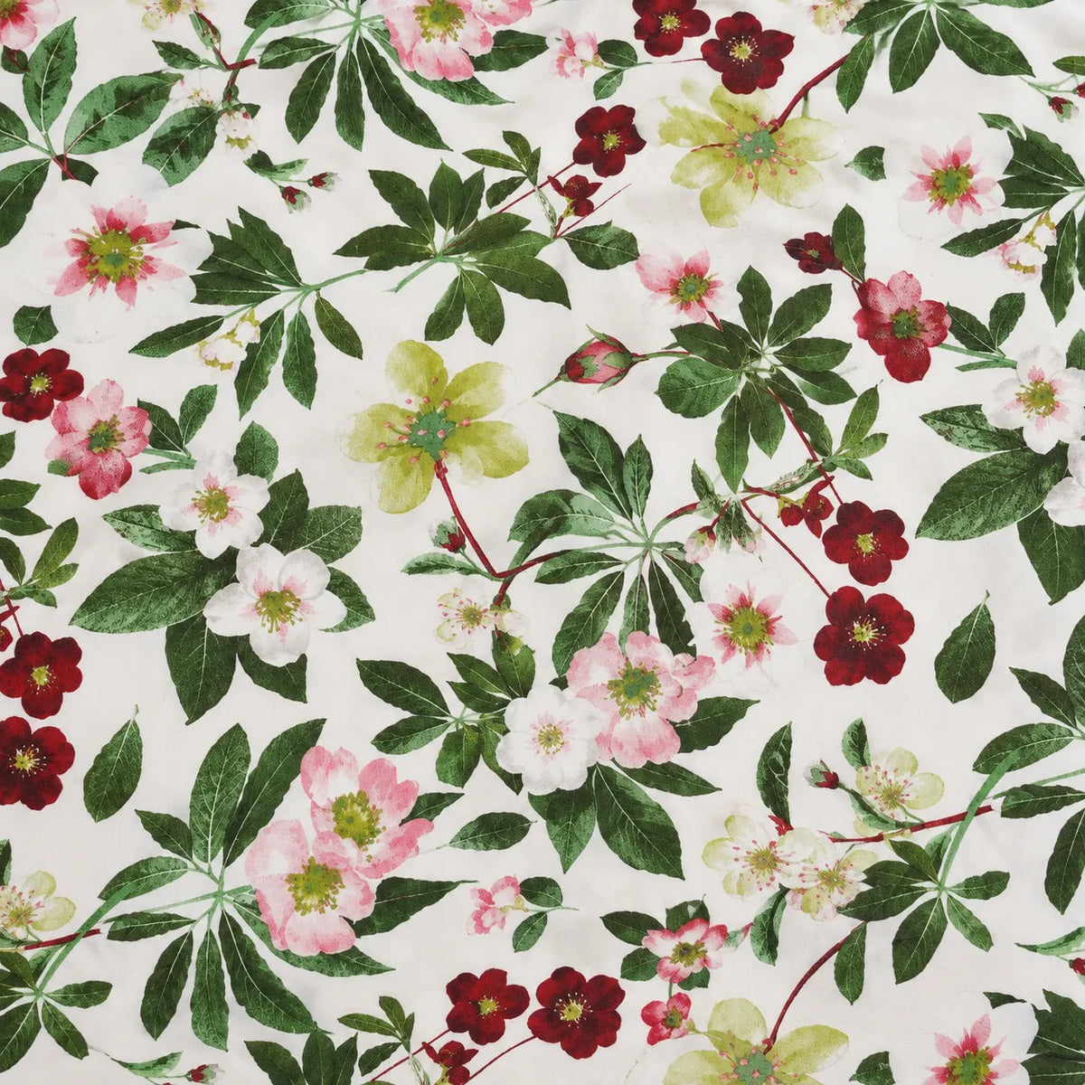 Mantel Resinado Estampado Botánico en Rosa, Granate y Verde, Diseño Primaveral