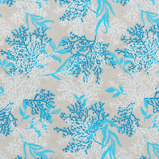 Mantel Antimanchas Corales Marinos Azul Turquesa y Beige Estilo Marinero