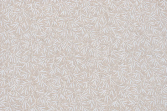 Mantel Antimanchas Estampado Hojas Sutiles Beis y Blanco
