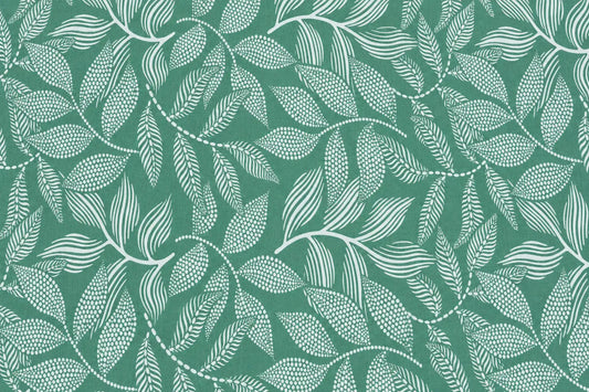 Mantel Antimanchas Estampado Hojas Verde Agua y Blanco
