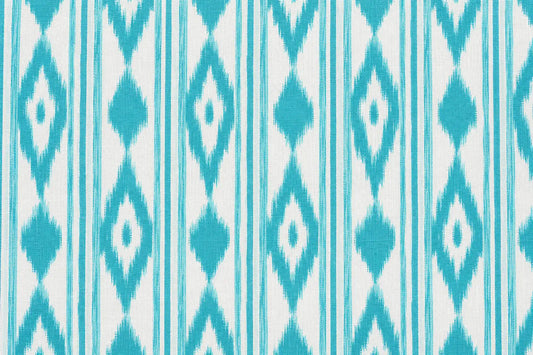 Mantel Antimanchas Estampado Ikat Verde Turquesa y Blanco