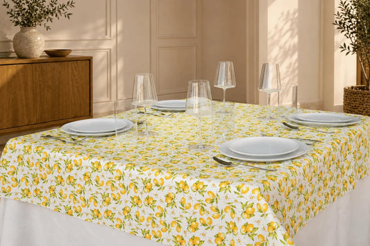 Mantel Antimanchas Estampado Limones Amarillo y Verde