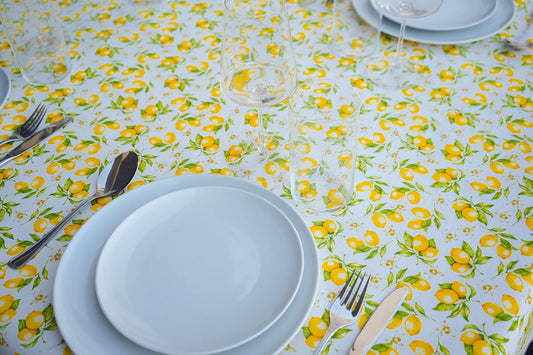 Mantel Antimanchas Estampado Limones Amarillo y Verde