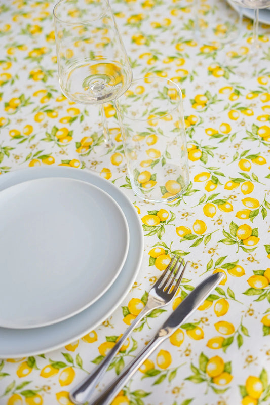 Mantel Antimanchas Estampado Limones Amarillo y Verde