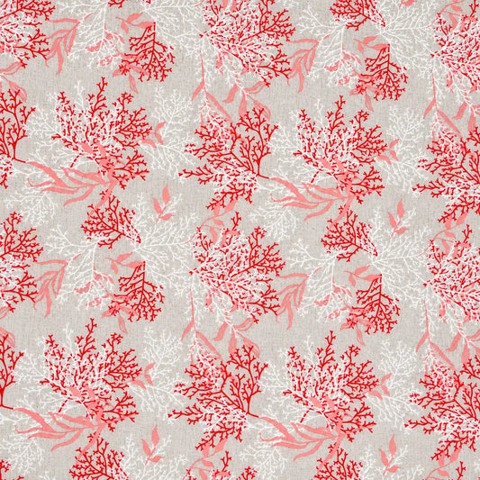 Mantel Antimanchas Estampado Marino Coral Rojo y Neutro