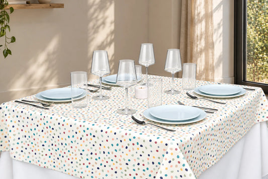 Mantel Antimanchas Estampado Topos Multicolores