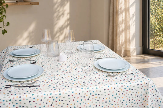 Mantel Antimanchas Estampado Topos Multicolores