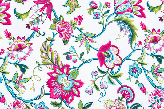 Mantel Antimanchas Floral Boho Chic Fucsia y Turquesa