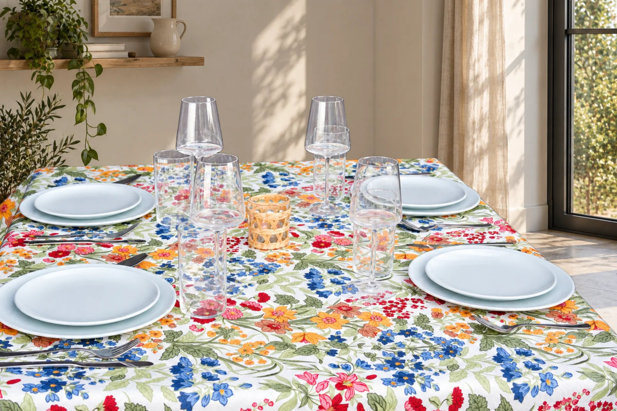 Mantel Antimanchas Flores Silvestres Multicolor Estilo Primavera