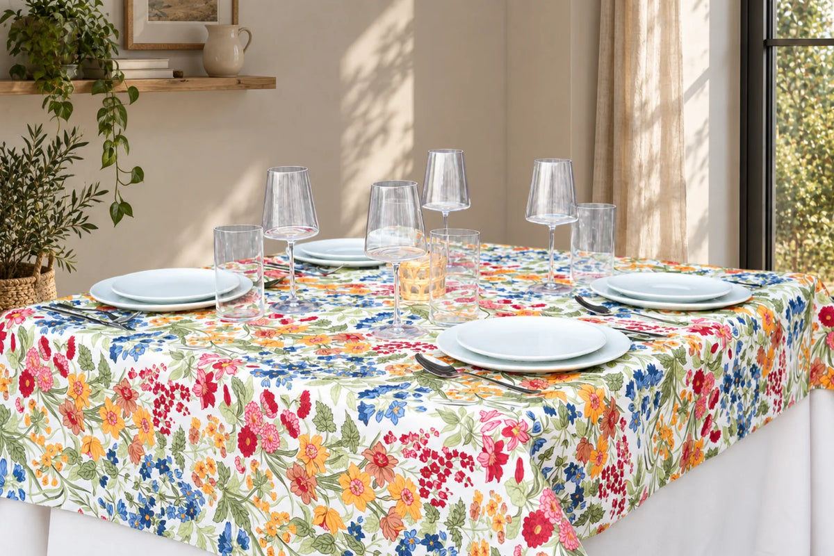 Mantel Antimanchas Flores Silvestres Multicolor Estilo Primavera