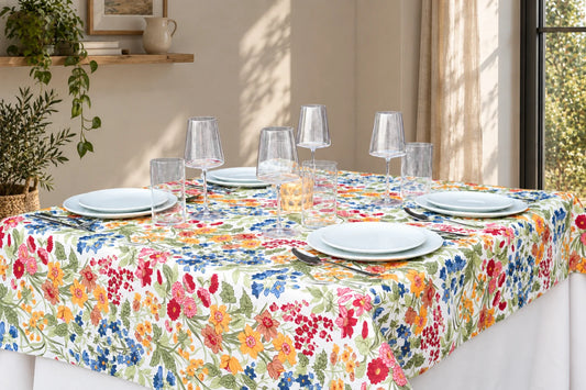 Mantel Antimanchas Flores Silvestres Multicolor Estilo Primavera