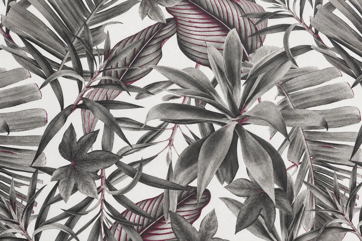 Mantel Antimanchas Hojas Tropicales Sepia y Grafito