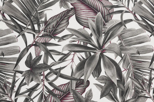 Mantel Antimanchas Hojas Tropicales Sepia y Grafito