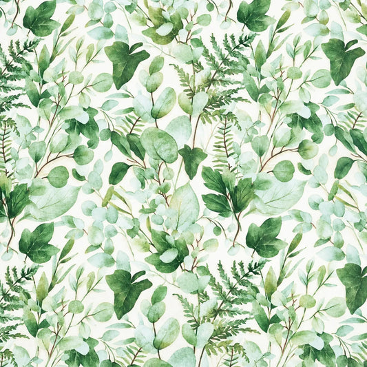 Mantel Antimanchas Hojas de Eucalipto y Helechos Verde y Beis