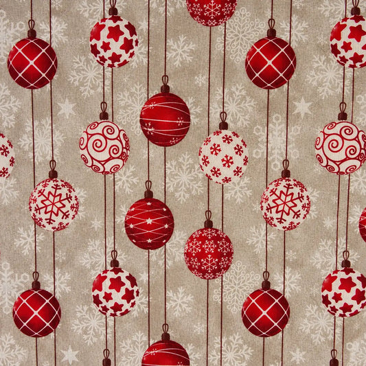 Mantel Antimanchas Navideño Bolas de Navidad, Estilo Festivo Rojas