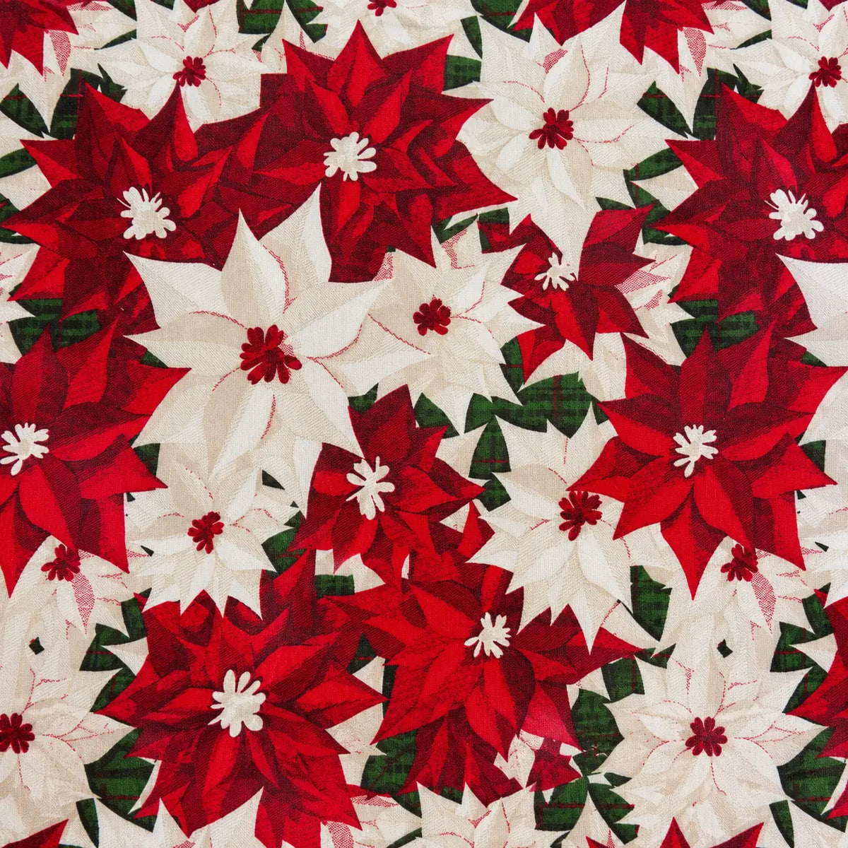 Mantel Antimanchas Navideño Poinsettias Rojas y Blancas