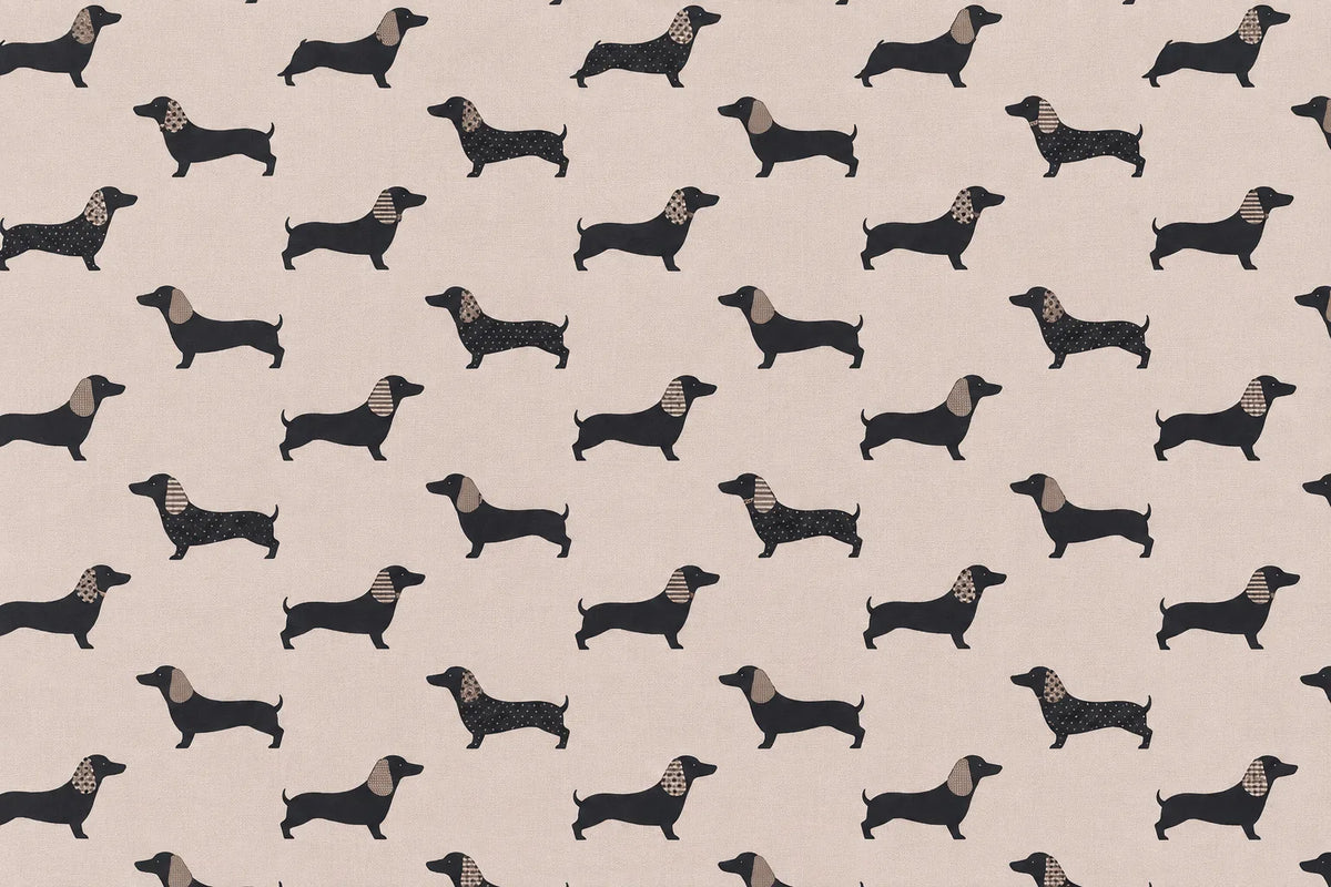 Mantel Antimanchas Perros Salchicha Dachshund Beis y Negro