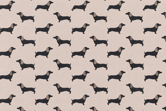Mantel Antimanchas Perros Salchicha Dachshund Beis y Negro