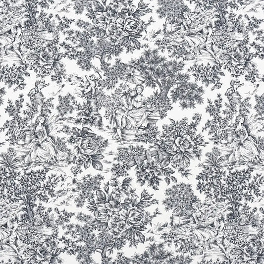 Mantel Antimanchas Toile de Jouy Negro y Blanco